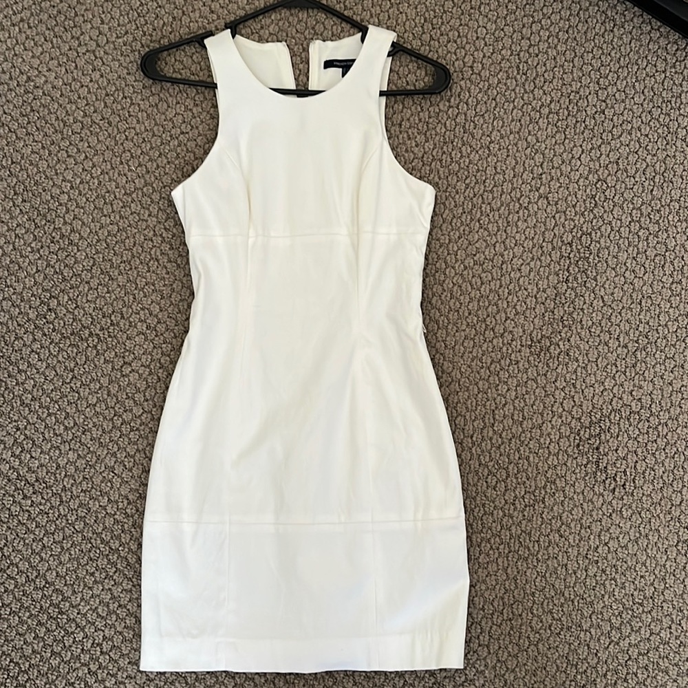 French Connection Body Hugging White Cotton Dress